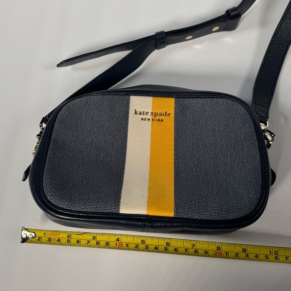 Kate Spade Astrid Striped Canvas and Leather Medium Crossbody Handbag - Picture 10 of 15